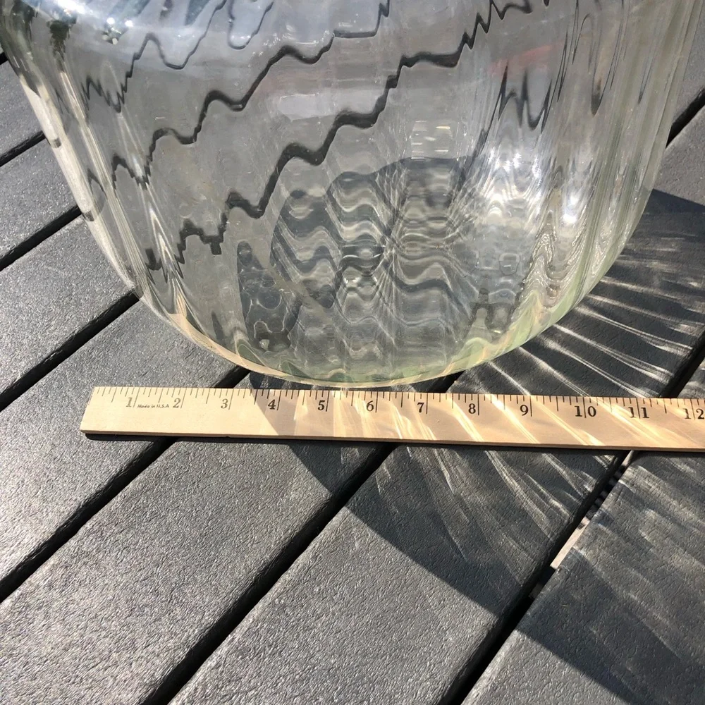 Vintage mid century Clear Ribbed Glass Decorative Vase - Clear